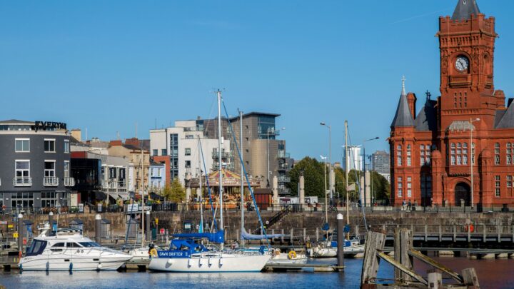 Pierhead building and marina in Cardiff Bay, Cardiff, Wales